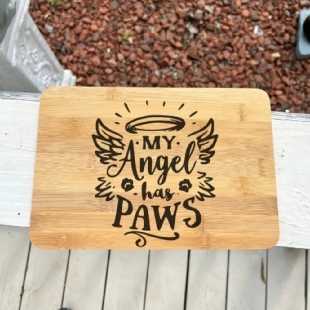 My Angel Has Paws Bamboo Cutting Board
